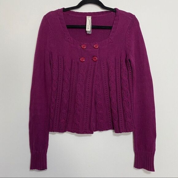 Fossil Fuchsia Purple 2 Button Cardigan Sweater‎ - Picture 8 of 10
